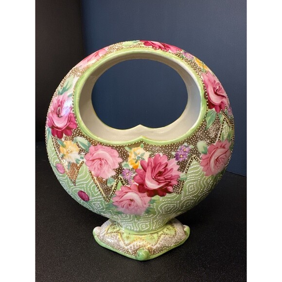 Antique Nippon Moriage Moon Vase Hand Painted - Picture 3 of 9